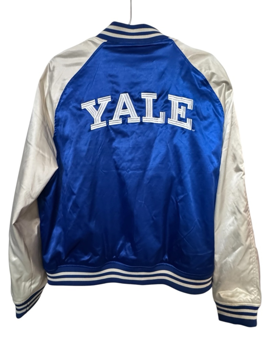 Retro High End University of YALE Blue Satin Letterman Jacket Men’s XL H&M - Picture 2 of 7